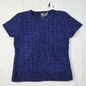 NWT Worth Collection Violette Chenille Honeycomb Cable Knit Tee